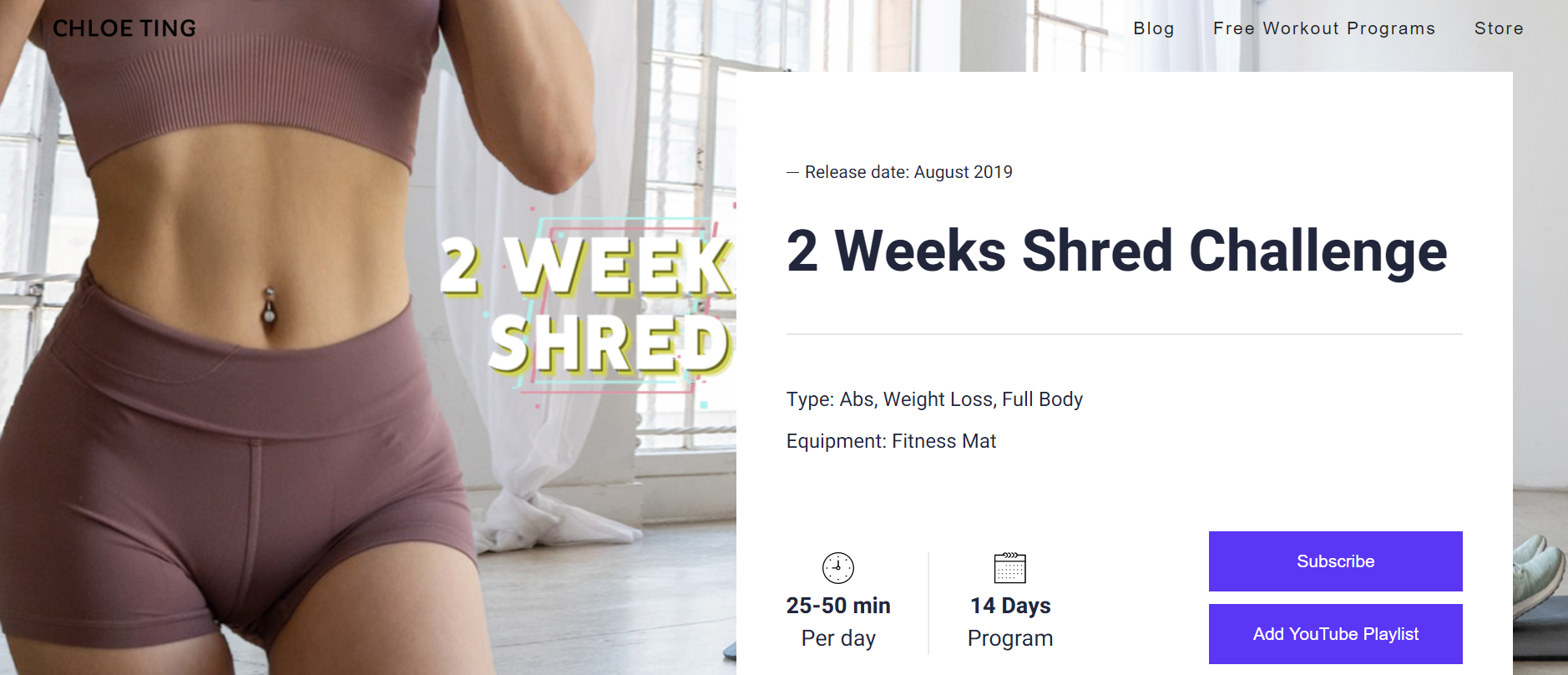 chloe ting 2 weeks shred challenge